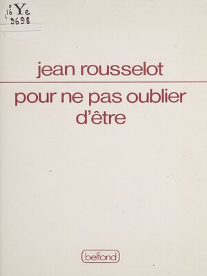 cover image of Pour ne pas oublier d'être